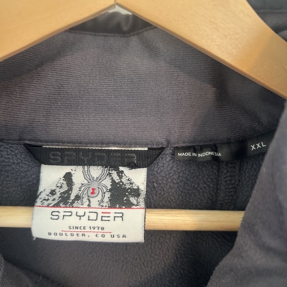 Spyder Jacket Mens 2XL Gray Sweater Half Zip Fleece Pullover Athletic Outdoor - Picture 2 of 6